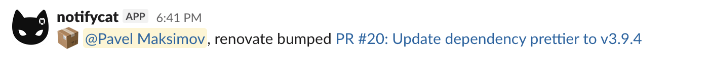Renovate Bot bump PR notification